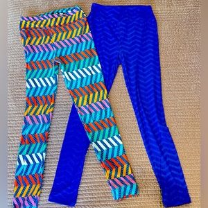 2-pack womens Lularoe One size leggings. Chevron print. VGUC